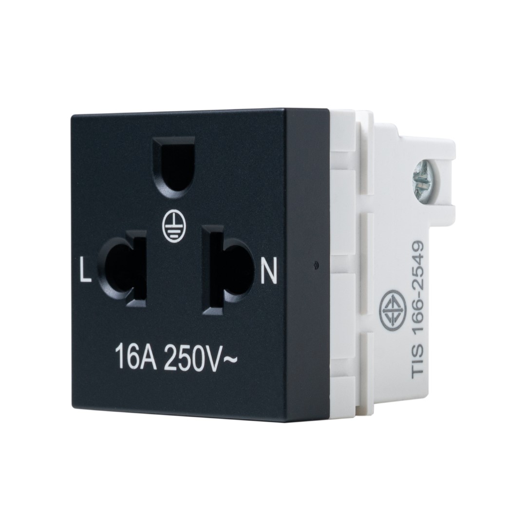 SIM51A-10L-BL เต้ารับปลั๊กเดี่ยว 3รู ขนาด 36มม. - Image 1