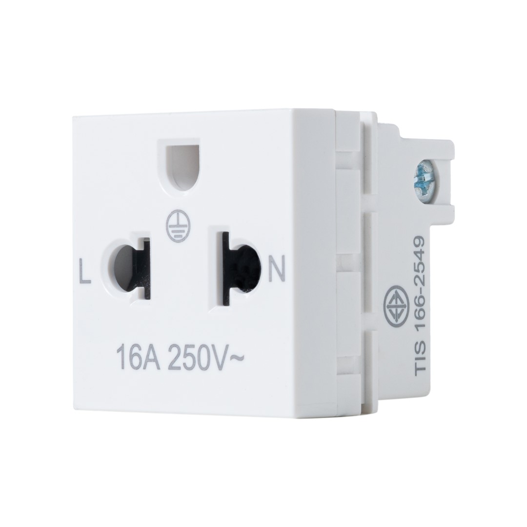 SIM51A-10L-WH เต้ารับปลั๊กเดี่ยว 3รู ขนาด 36มม. - Image 2