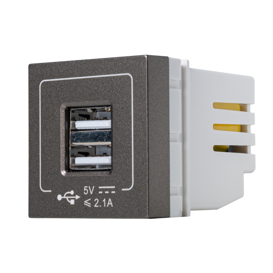 SIM51A-12M-BR เต้ารับปลั๊กUSB 1 ช่อง 2 พอร์ต ขนาด 36มม. - Image 3