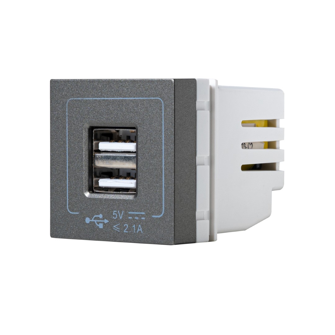 SIM51A-12M-GR เต้ารับปลั๊กUSB 1 ช่อง 2 พอร์ต ขนาด 36มม. - Image 5